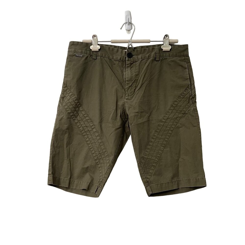 Adidas SLVR Mens Olive Green Moto Flat Front Biker Shorts Size Large